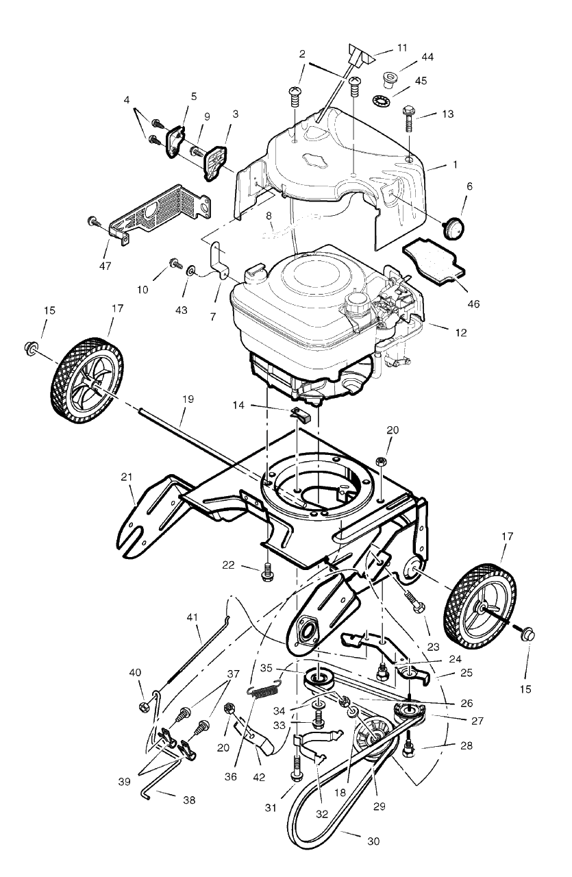 Drive Components Diagram and Parts List for 18-2816-48 (6210700x112N)(2007) Briggs and Stratton Snow Blower